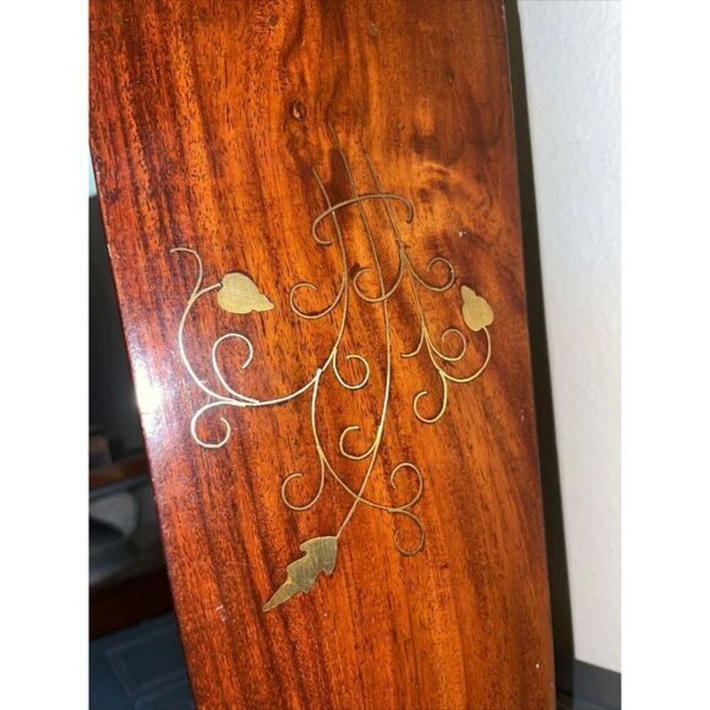 Wooden Storage Showcase Collector's rack Inlay Brass Flowers 30 Shelves VTG 70's - Picture 4 of 6